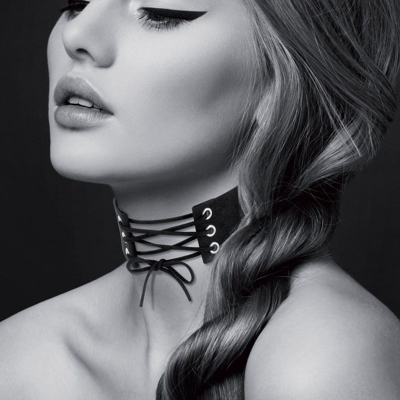 Collier Ras de Cou Fetish Laçage - Bijoux Pour Toi | Similicuir Noir Ajustable & Sexy Bijoux pour toi Sensations plus