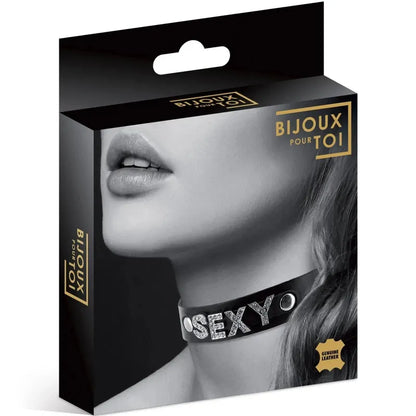 Collier "SEXY" Ras de Cou - Bijoux Pour Toi | Choker en Cuir Véritable & Strass Bijoux pour toi Sensations plus