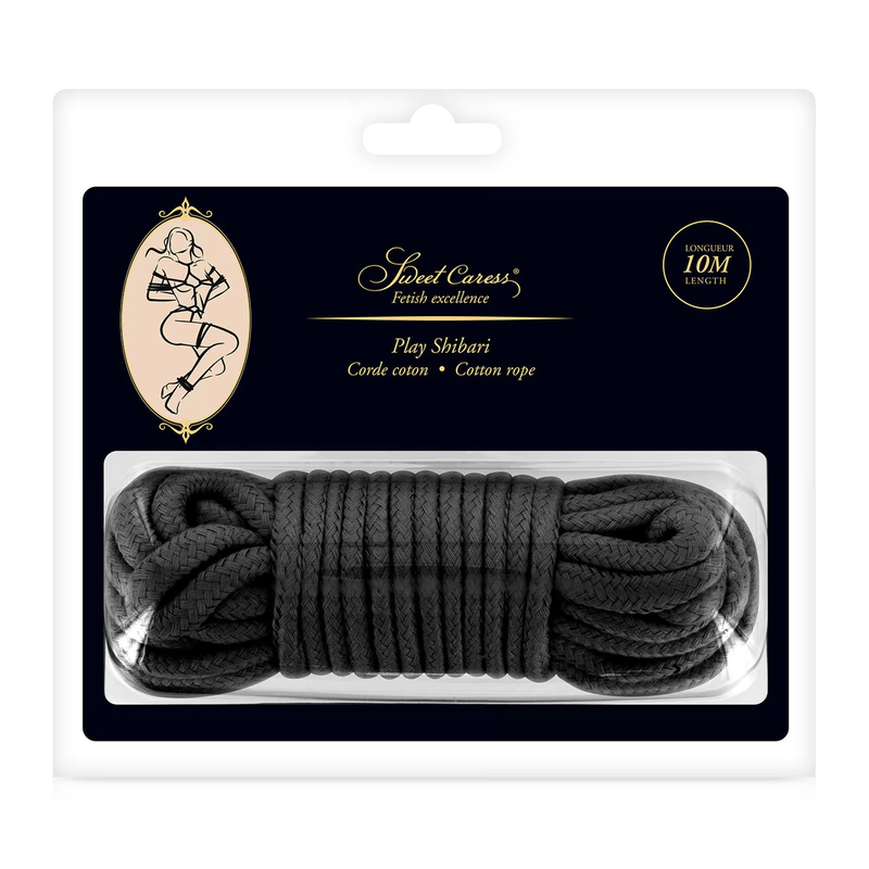 Corde de Bondage Douce 10 m - Sweet Caress Play Shibari | Coton Doux Noir ou Rouge Sweet Caress Sensations plus