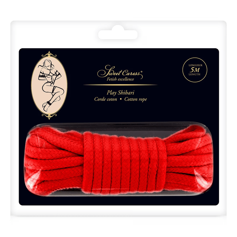 Corde de Bondage Douce 5 m - Sweet Caress Play Shibari | Coton Doux Noir ou Rouge Sweet Caress Sensations plus