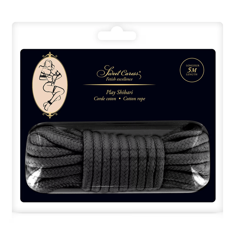 Corde de Bondage Douce 5 m - Sweet Caress Play Shibari | Coton Doux Noir ou Rouge Sweet Caress Sensations plus