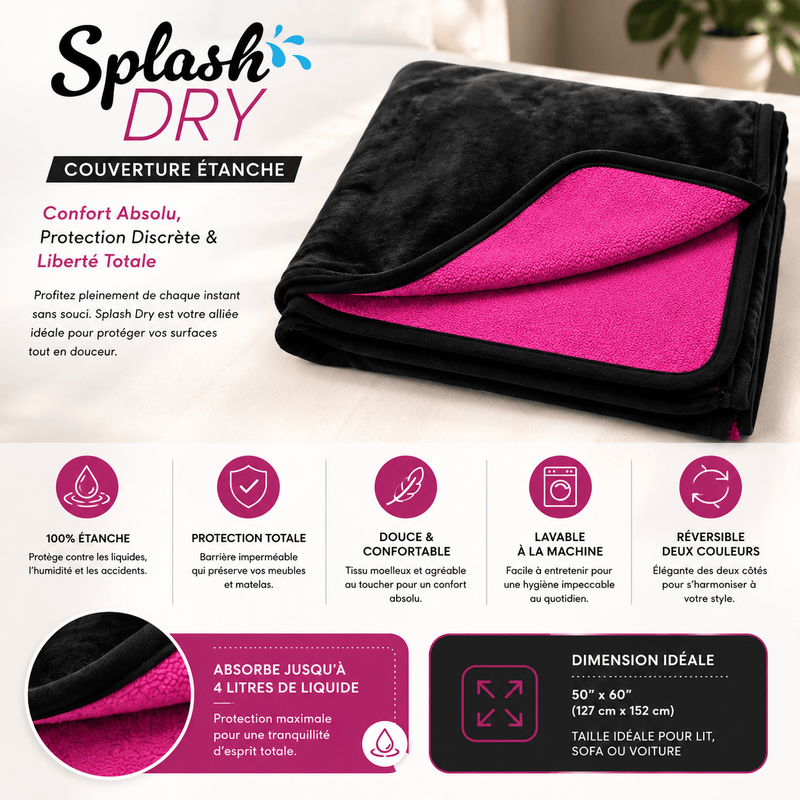 Couverture Imperméable Réversible - Splash Dry 50 x 60 po | OsezVous OsezVous Sensations plus