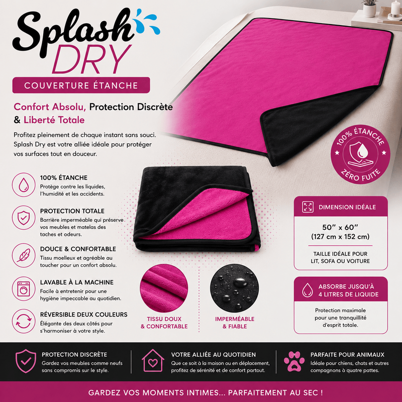 Couverture Imperméable Réversible - Splash Dry 50 x 60 po | OsezVous OsezVous Sensations plus