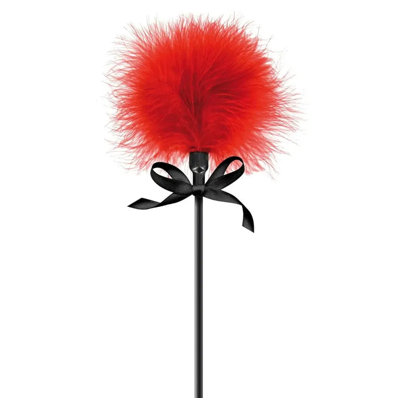 Cravache 2-en-1 BDSM - Sweet Caress | Tapette Cœur Noir & Plumeau Duvet Rouge Sweet Caress Sensations plus