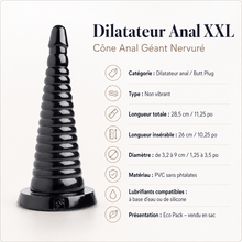 Dilatateur Anal XXL - Cône Anal Géant Nervuré | 28,6 cm x 8,9 cm Sensations Plus Sensations plus