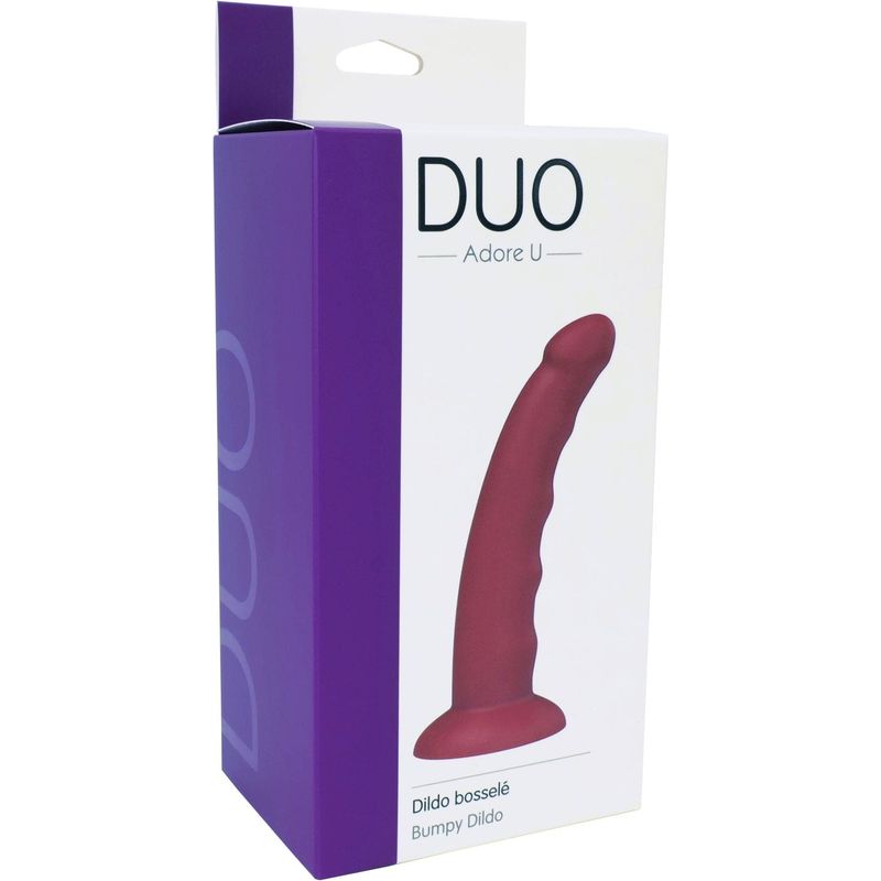 Dildo Bosselé Rouge – Adore U Duo | Silicone & Compatible Harnais Adore U DUO Sensations plus