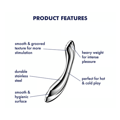 Dildo en Acier Inoxydable - Satisfyer Pure Gravity 2 | Forme Galbée & Texturée Satisfyer Sensations plus