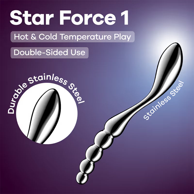 Dildo en Acier Inoxydable - Satisfyer Star Force 1 |  Structure Perlée & Courbe Large Point-G Satisfyer Sensations plus