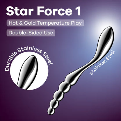 Dildo en Acier Inoxydable - Satisfyer Star Force 1 |  Structure Perlée & Courbe Large Point-G Satisfyer Sensations plus