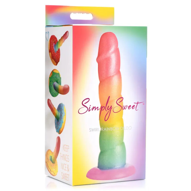 Dildo en silicone 6,6 po - Swirl Rainbow Simply Sweet | Base Ventouse Simply Sweet Sensations plus