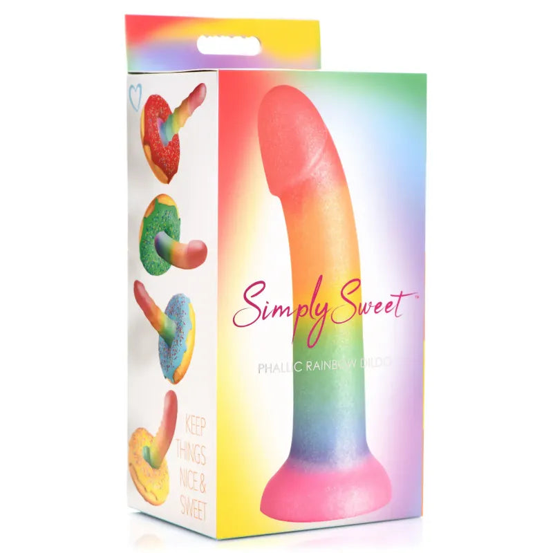 Dildo en Silicone 6.9 po - Phallic Rainbow Simply Sweet | Base Ventouse Simply Sweet Sensations plus