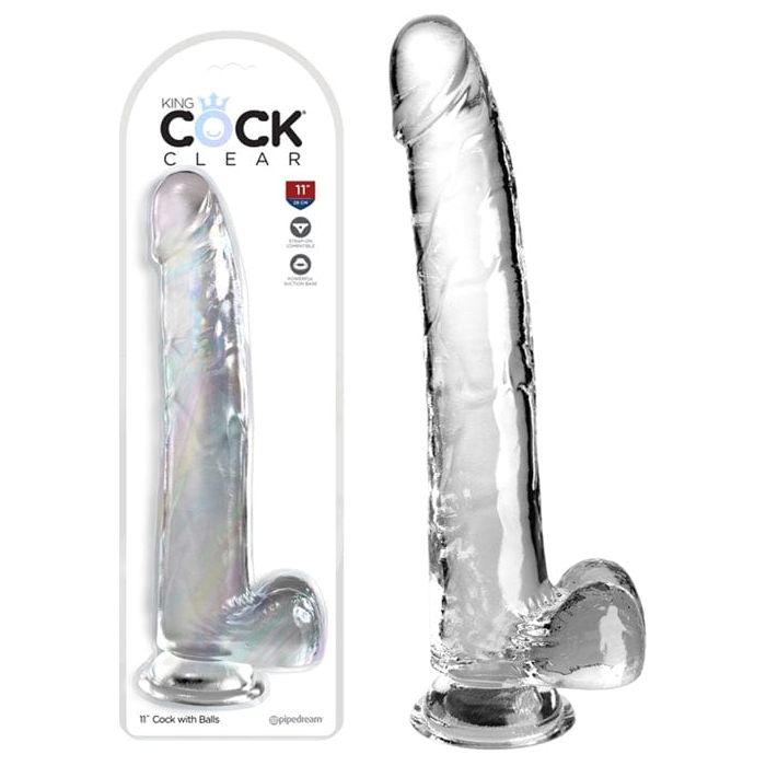 Dildo Réalisme - Pipedream - King Cock Clear 11" Cock with Balls Pipedream Sensations plus
