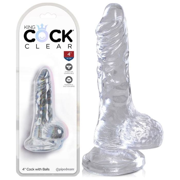 Dildo Réalisme - Pipedream - King Cock Clear 4" Cock with Balls Pipedream Sensations plus