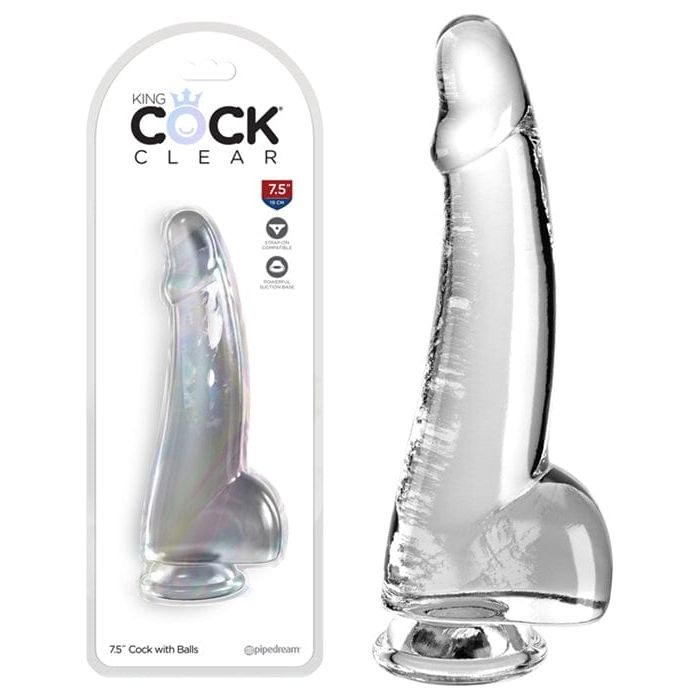 Dildo Réalisme - Pipedream - King Cock Clear 7.5" With Balls Pipedream Sensations plus
