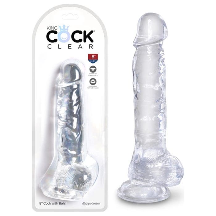 Dildo Réalisme - Pipedream - King Cock Clear 8" Cock with Balls Pipedream Sensations plus