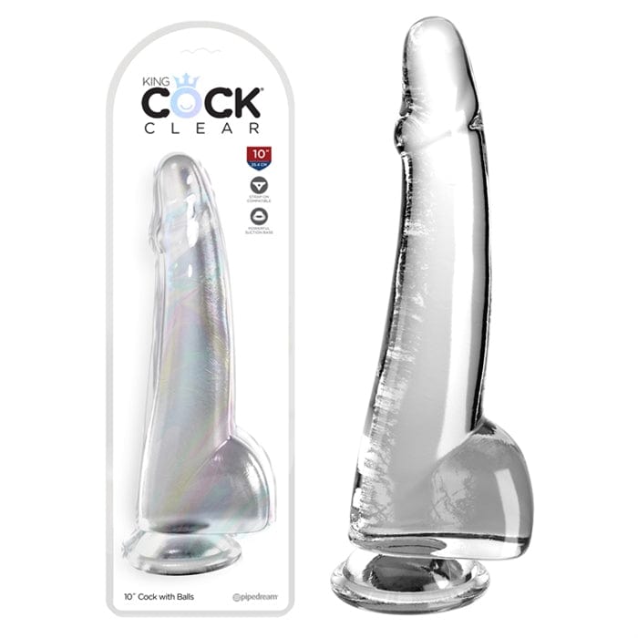 Dildo Réalisme - Pipedream - King Cock Clear10" With Balls Pipedream Sensations plus