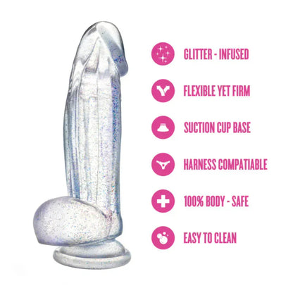 Dildo Realiste & Ventouse - Naturally Yours Bling |  Clair Scintillant & Harnais Compatible Blush Novelties Sensations plus