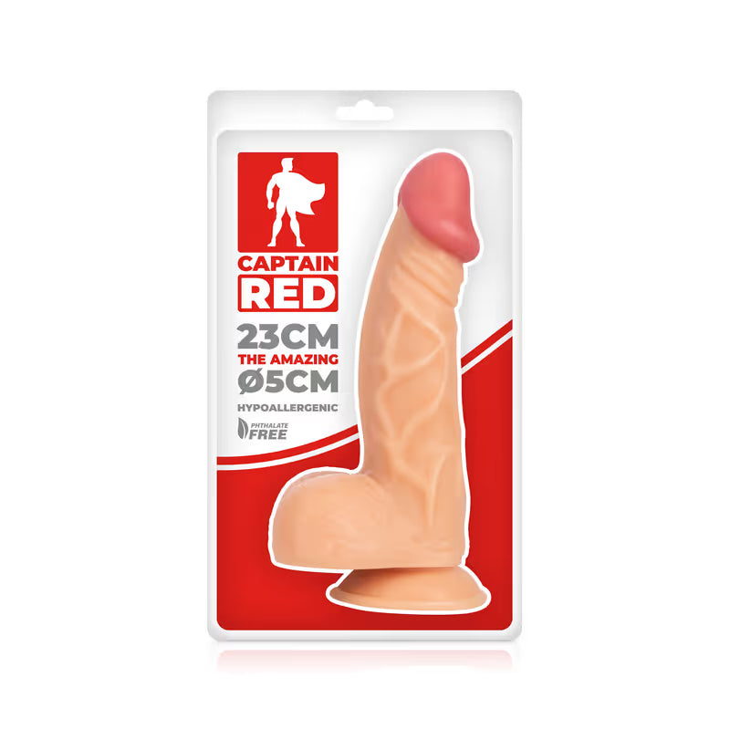 Dildo Réaliste XL - The Amazing 23 cm | Ventouse Puissante & Harnais Compatible Captain Red Sensations plus