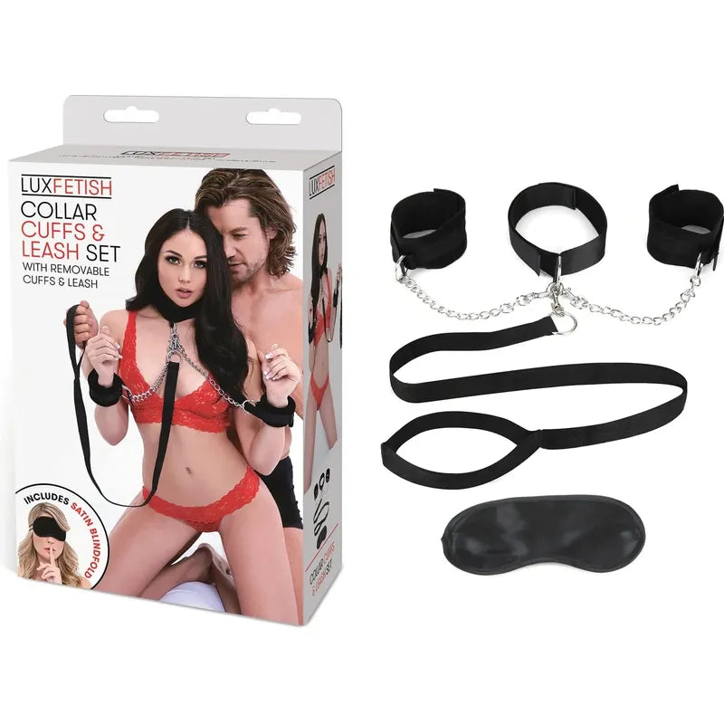 Ensemble collier et laisse avec menottes - Lux Fetish - Collar Cuffs & Leash Set Lux Fetish Sensations plus