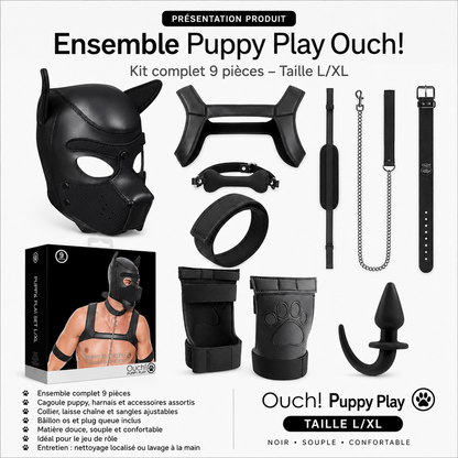 Ensemble Complet Puppy Play - Ouch! Puppy Bondage Kit | 9 Pièces L-XL Ouch! Sensations plus
