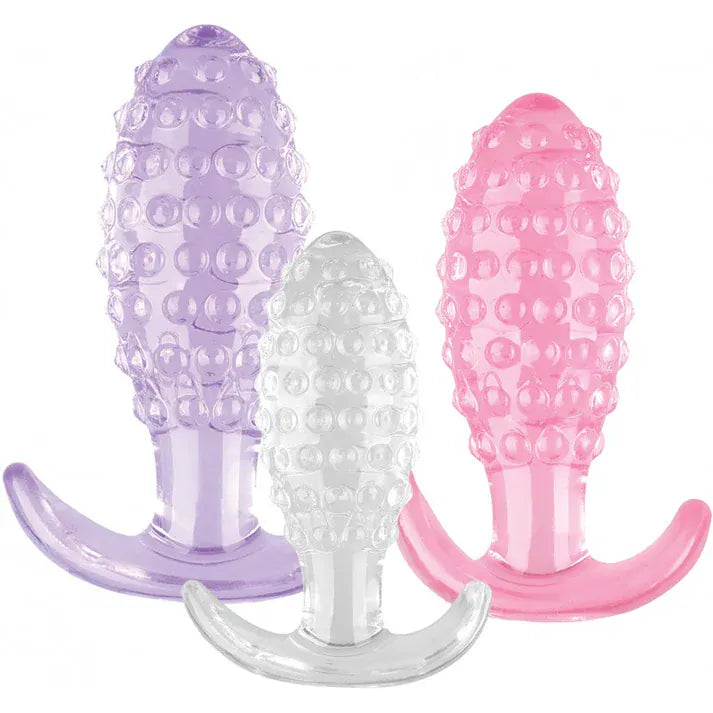 Ensemble de 3 Plugs Anaux - Crystal Ballers | Flexible & Texturé Wet Dreams Sensations plus
