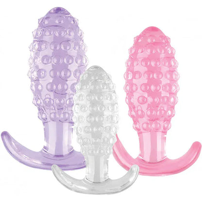 Ensemble de 3 Plugs Anaux - Crystal Ballers | Flexible & Texturé Wet Dreams Sensations plus