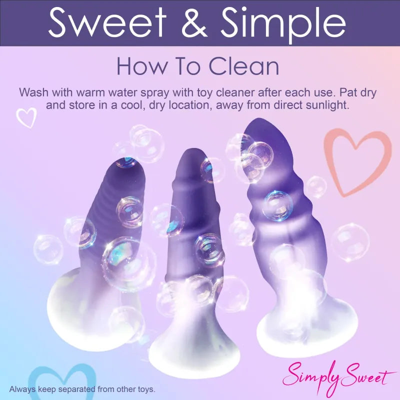 Ensemble de 3 Plugs Anaux - Simply Sweet | Texturé en Silicone Simply Sweet Sensations plus
