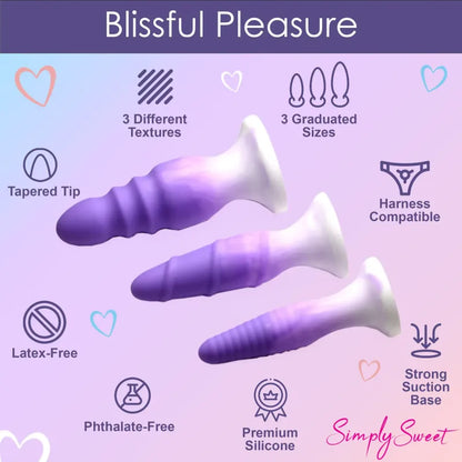 Ensemble de 3 Plugs Anaux - Simply Sweet | Texturé en Silicone Simply Sweet Sensations plus