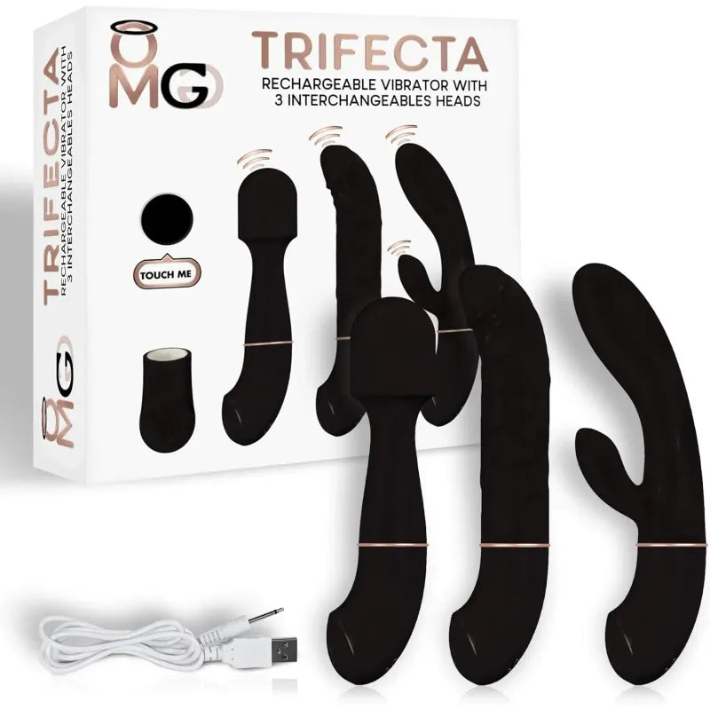 Ensemble de vibrateur 3 en 1 - OMG Trifecta | 3 Embouts & Rechargeable OMG Sensations plus