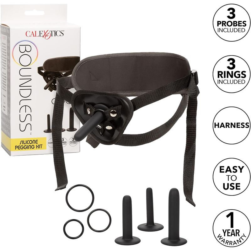 Ensemble Harnais & 3 Sondes - Silicone Pegging Kit | Boundless Calexotics Sensations plus