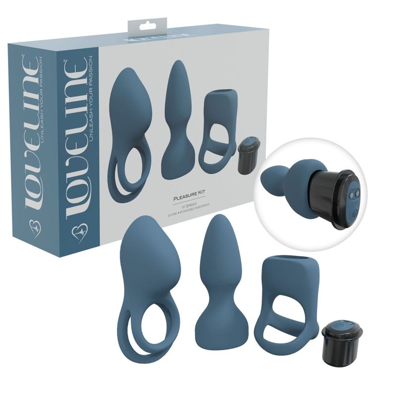 Ensemble Vibrant 3-en-1 - Loveline Pleasure Kit | 10 Modes & 3 Sleeves Interchangeables Loveline Sensations plus