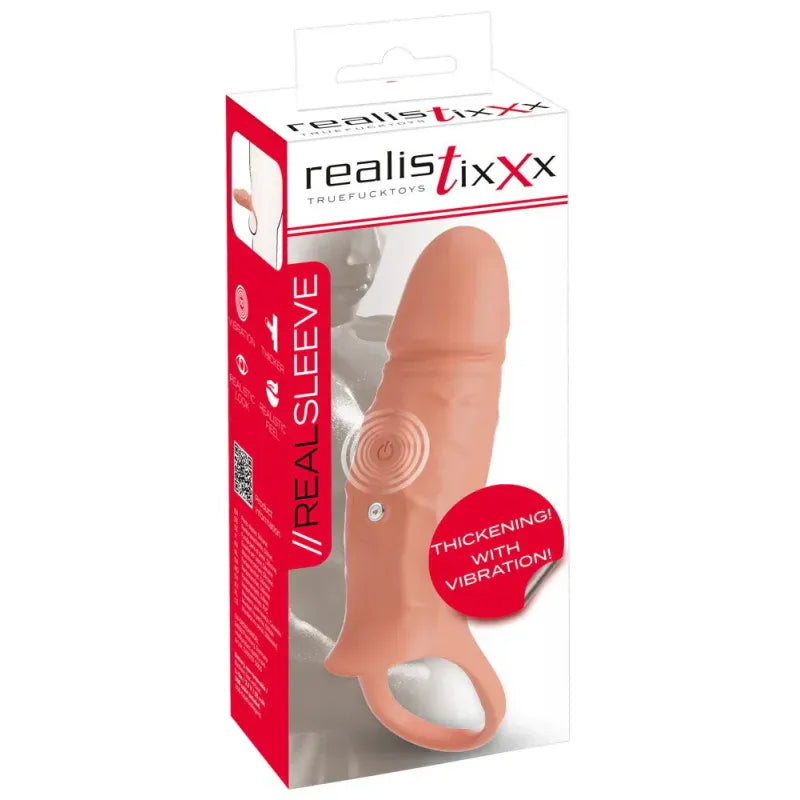 Extension à Pénis Vibrant - RealSleeve Close | Stimulation Point G & Soutien l'Érection Realistixxx Sensations plus