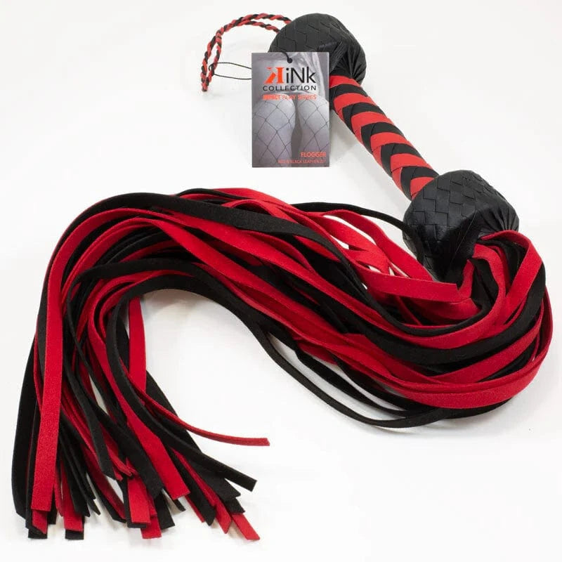 Fouet Suédé Noir et Rouge – Kink Collection | Cuir Véritable pour Jeux BDSM Kink - TW Trade Sensations plus