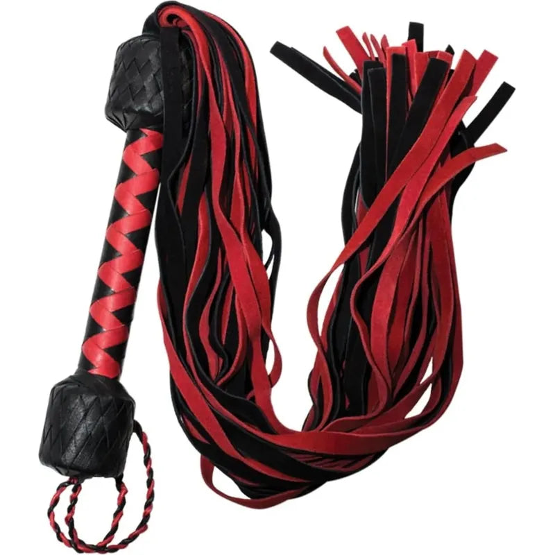 Fouet Suédé Noir et Rouge – Kink Collection | Cuir Véritable pour Jeux BDSM Kink - TW Trade Sensations plus