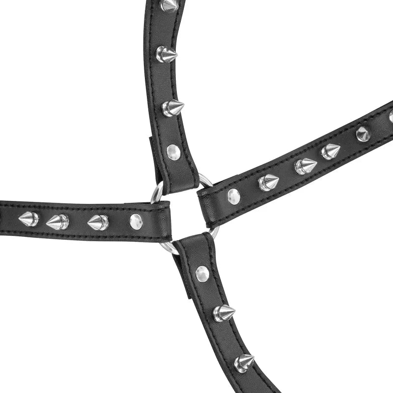 Harnais de Poitrine Ajustable - FetishTentation | Similicuir Noir & Pointes Métalliques FetishTentation Sensations plus
