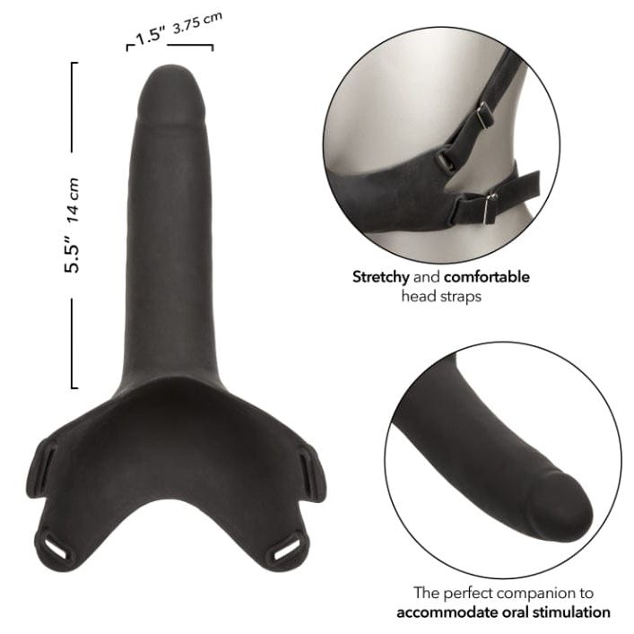 Harnais de Visage - Accommodator Silicone Dong | Harnais & Dildo pour Orale Mains Libres CalExotics Sensations plus