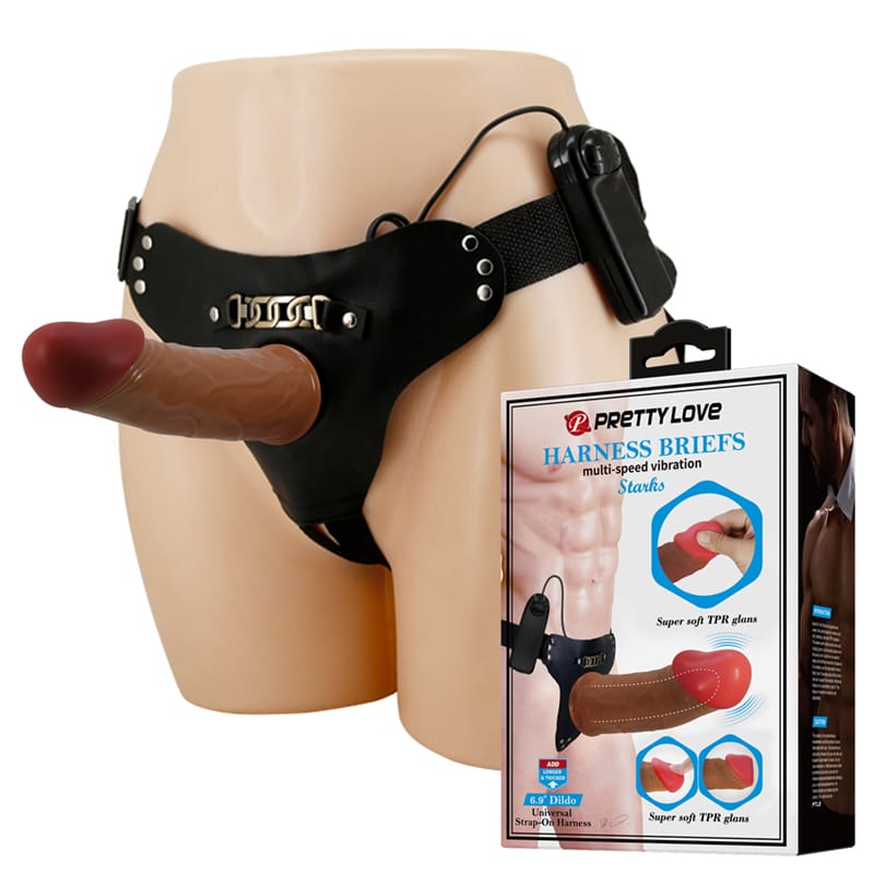 Harnais & Dildo Creux Vibrant - Pretty Love Starks | Dildo Réaliste & Texture Effet Peau Pretty Love Sensations plus