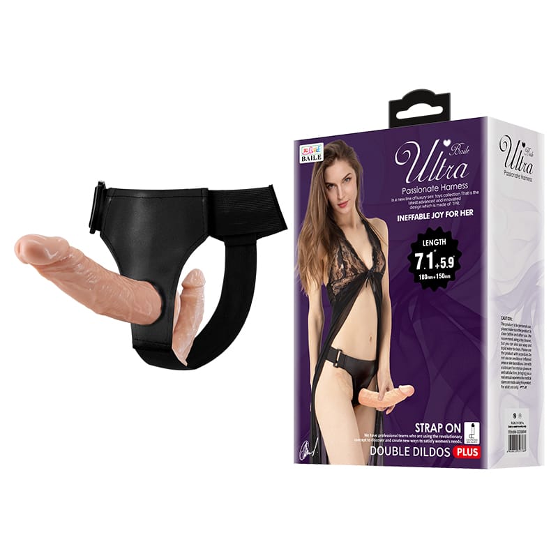 Harnais & Double Dildo Réaliste - Ultra Strap-On | Double Pénétration pour Plaisir Partagé Pretty Love Sensations plus