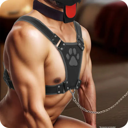 Harnais Puppy Play - Alpha Pup Bulldog Harness | Ajustable en Cuir Vegan Durable & Stylé Master Series Sensations plus