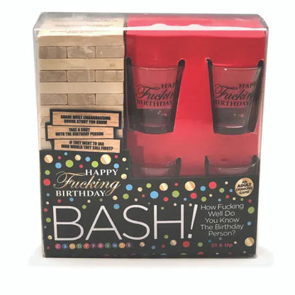 Jeu à Boire Adulte - Happy Fucking Birthday Bash Game | 60 Blocs, 4 Verres Little Genie Sensations plus