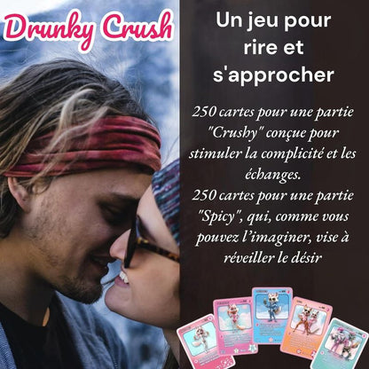 Jeu d’Apéro pour Couple - Drunky Crush | 500 Cartes Complices & Spicy Drunky Crush Sensations plus