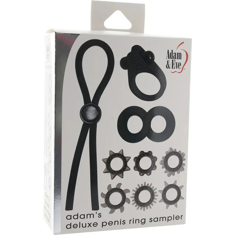 Kit d'anneaux d'erection - Adam & Eve - Adam's Deluxe Penis Ring Sampler Adam & Eve Sensations plus