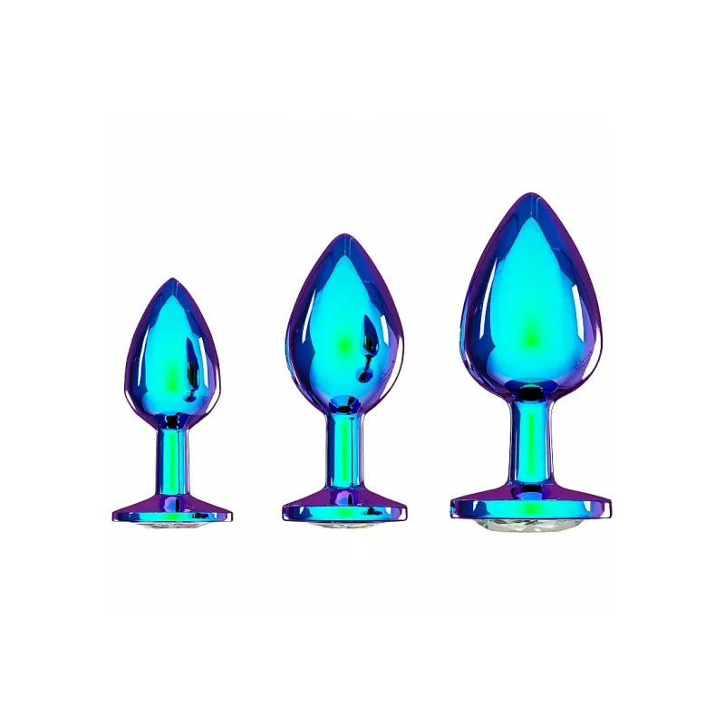 Kit de 3 Plugs Anaux Métal & Reflets Irisés - Ouch! Venice Collection | Luxe, Plaisir & Sécurité Ouch! Sensations plus