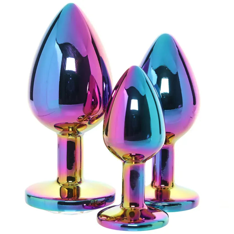 Kit de 3 Plugs Anaux Métal & Reflets Irisés - Ouch! Venice Collection | Luxe, Plaisir & Sécurité Ouch! Sensations plus