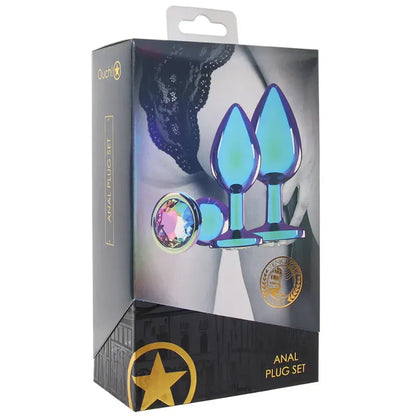 Kit de 3 Plugs Anaux Métal & Reflets Irisés - Ouch! Venice Collection | Luxe, Plaisir & Sécurité Ouch! Sensations plus