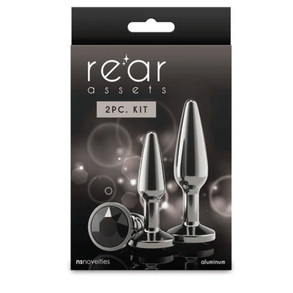 Kit de Plug Anal - Rear Assets Gunmetal | 2 Plugs Anneaux, Aluminium & Plaisir Progressif NS Novelties Sensations plus