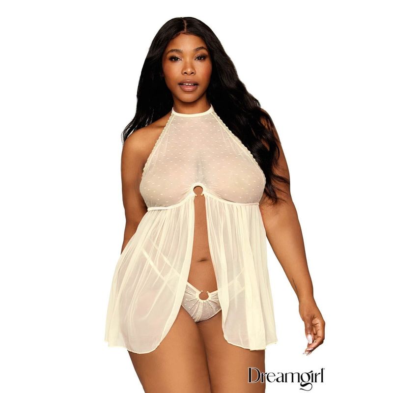 Lingerie Dreamgirl - Babydoll à pois 13273 | Romantique et irrésistible Dreamgirl Sensations plus