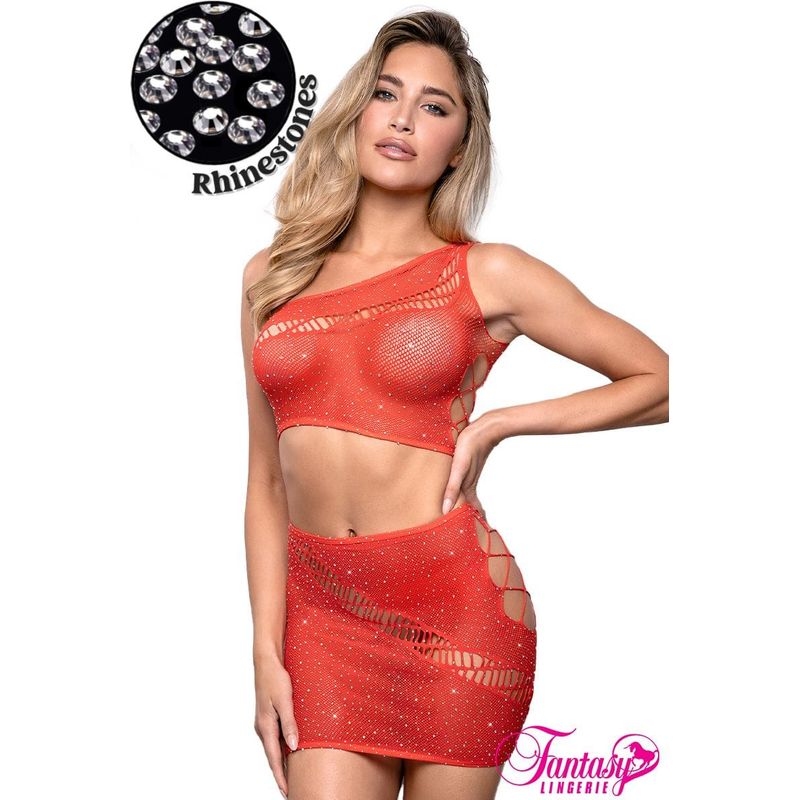 Lingerie Fantasy - Vixen | Ensemble 2 pièce avec strass V811 Fantasy Lingerie Sensations plus