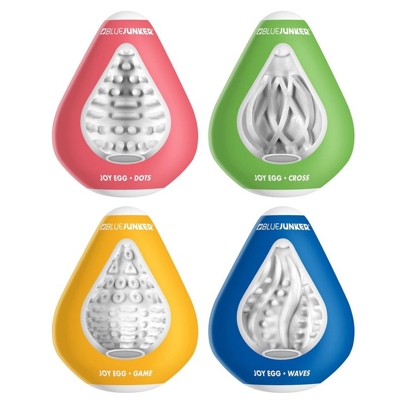 Lot de 4 Œufs Masturbateurs - Joy Egg | Textures Uniques & Orgasmes Multiples Blue Junker Sensations plus