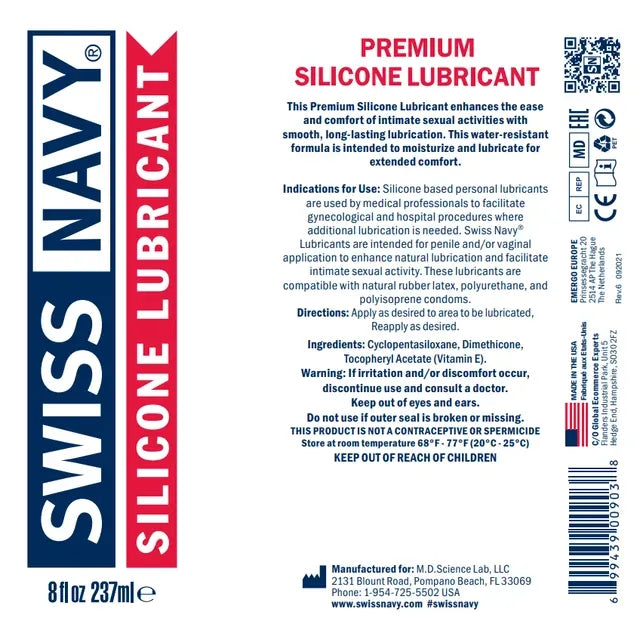 Lubrifiant Intime à base de silicone - Swiss Navy | Longue Durée Swiss Navy Sensations plus